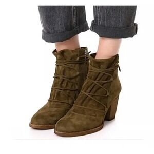 Anthropologie Sam Edelman Millard Suede Leather Lace Cottagecore Ankle Boots 6.5